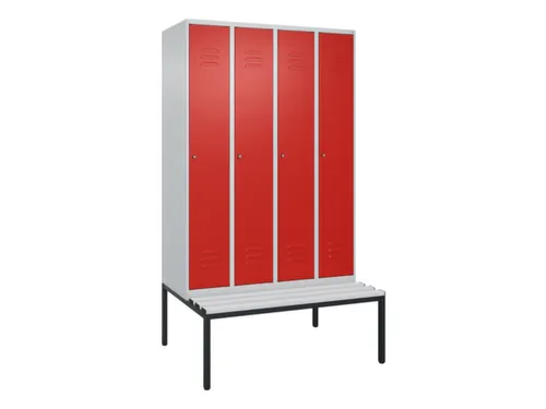 locker met bank,HxBxD 2120x1200x815mm,4vak,vak B 300mm,cil.-slot