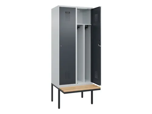 locker met bank,voor scheiding van kleding,HxBxD 2120x800x815mm,2vak