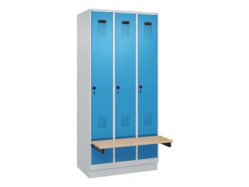 locker met bank,HxBxD 1950x900x815mm,3vak,vak B 300mm,draaigrendel