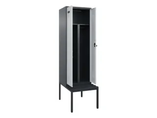PBM-locker met bank,HxBxD 2120x600x815mm,2vak,vak B 300mm,draaigrendel - 1