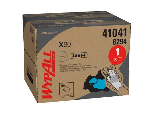Reinigingsdoek WypAll X80 dispenserdoos 1-laags 160 vel blauw 8294