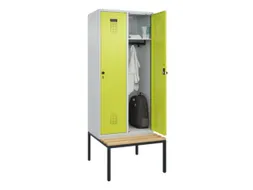 locker met bank,HxBxD 2120x800x815mm,2vak,vak B 400mm,draaigrendel