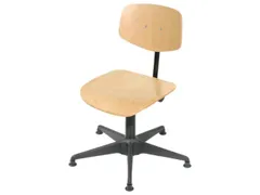 Werkplaatsstoel H 390-525mm Beuken Spindel Glijders Voetkruis Zwart