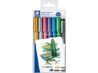 Metallic Marker etui 6 stuks Assorti +pigment Liner Zwart gratis
