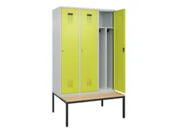 locker met bank,voor scheiding van kleding,HxBxD 2120x1200x815mm,3vak