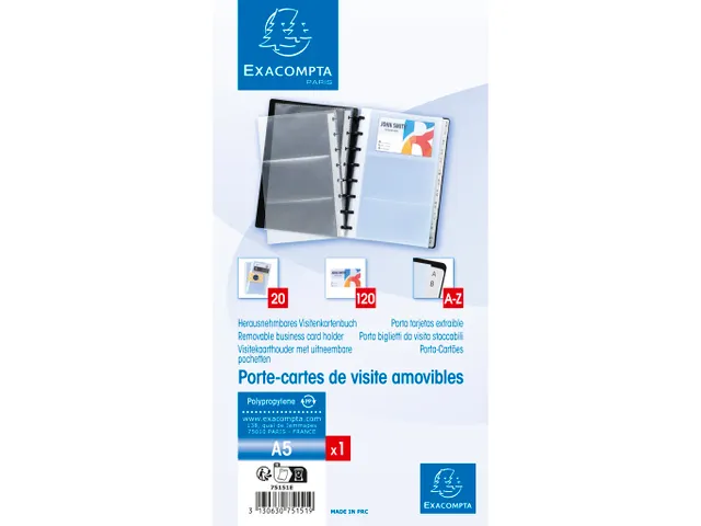 Visitenkaartenhouder ring A5 zwart