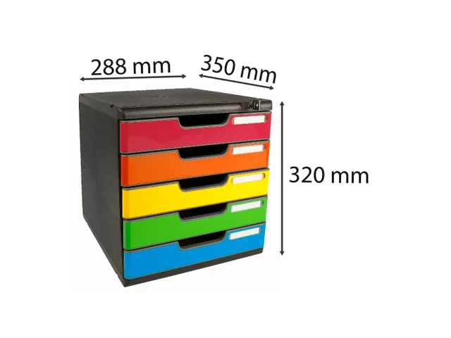 Ladenbox Modulo A4 5 Lades Afsluitbaar Met Sleutel Harlekijn Glossy