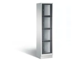 Lockerkast 1800x420x500mm 1x4 vakken Cilinderslot, Sokkel, RAL7021 - 2
