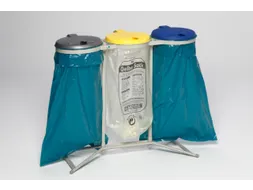 Afvalverzamelaar 120 Liter 3Voudig Staander Deksel Geel/blauw/zilver