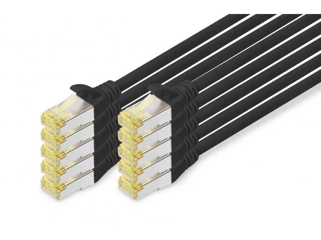 CAT 6A S-FTP patchkabel Cu LSZH AWG 26/7 Lengte 0,5m 10 stuks Zwart