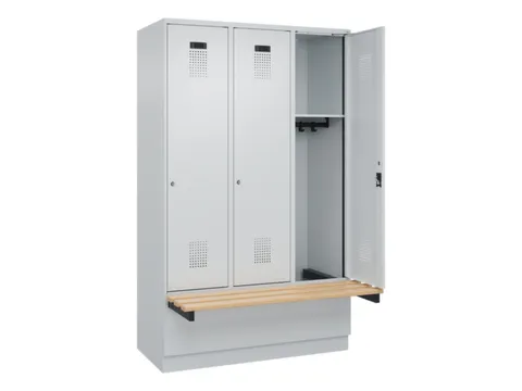 locker met bank,HxBxD 1950x1200x815mm,3vak,vak B 400mm,cilinderslot