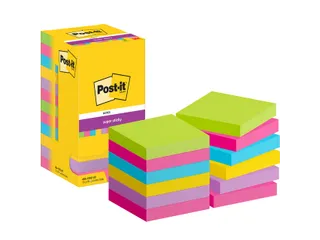 Memoblok Post-it 654 Super Sticky 76x76mm 90 vel rainbow 12 stuks - 2