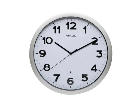 Wandklok MAUL Step RC Ø40x5cm zilver kunststof frame incl.batterij