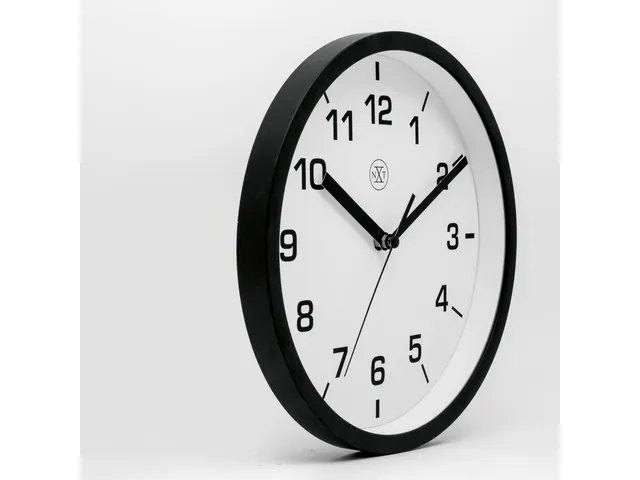 Horloge murale NXT dia. 20cm plast. noir, cadran blanc silencieuse