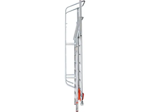 verrijdbare treden-platformladder,eenzijdig,9trede(n),stand H 2,1m