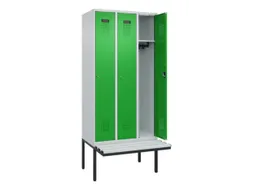 locker met bank,HxBxD 2120x900x815mm,3vak,vak B 300mm,cilinderslot