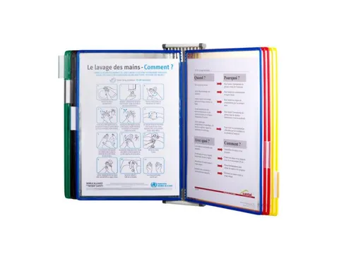 Zichtpanelensysteem Tarifold Wandelement Grijs metaal A4 met 10 tassen