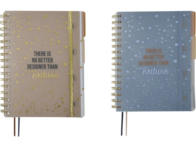 4-in-1 notitieboek A5 Natural krimp van 2 stuks. Gelinieerd, 300 pagin