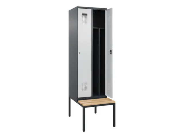 locker met bank,voor scheiding van kleding,HxBxD 2120x600x815mm,2vak