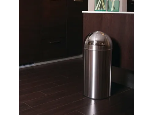 Afvalbak Pushcan 40 liter Mat Chroom