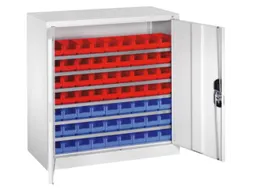 Stellingkast Staalplaat 1000x1000x420mm 6 Legborden 63 Magazijnbakken