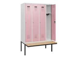 locker met bank,HxBxD 1950x1200x815mm,4vak,vak B 300mm,cilinderslot