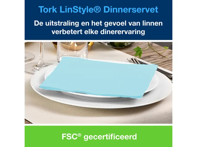 Dinerservetten LinStyle 1/4-vouw 1-laags 50st aqua 478880