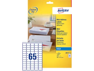 Etiket Avery J8651-10 38.1x21.2mm Inkjet Wit 650 Stuks - 1