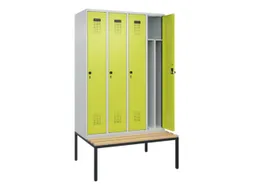 locker met bank,voor scheiding van kleding,HxBxD 2120x1200x815mm,4vak