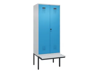 PBM-locker met bank,HxBxD 2120x800x815mm,2vak,vak B 400mm,draaigrendel - 2