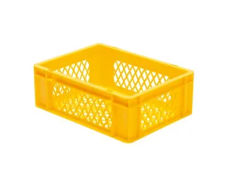 Euronorm-Stapelbak 13l 145x400x300mm Wanden/Bodem Opengewerkt Geel - 1