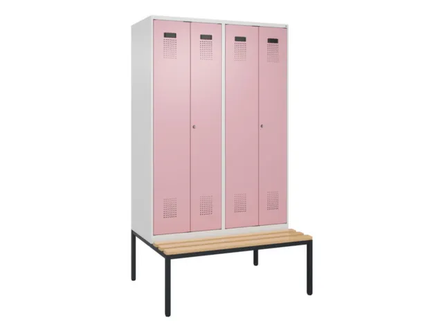 locker met bank,voor scheiding van kleding,HxBxD 2120x1200x815mm,4vak