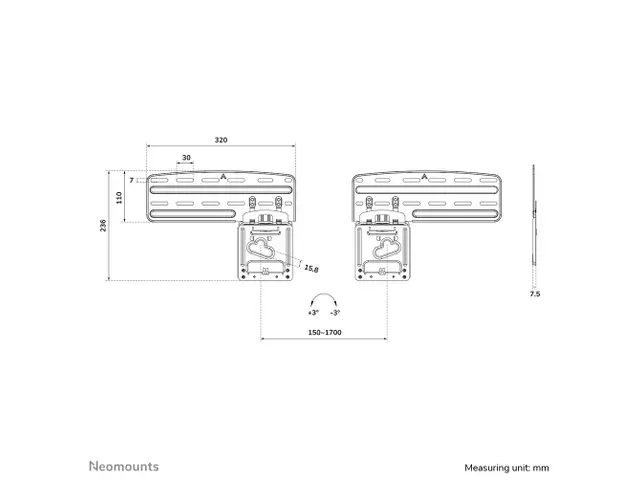OUTLET Support mural Neomounts WL30-265BL1 ultra-plat pour écran 43-8