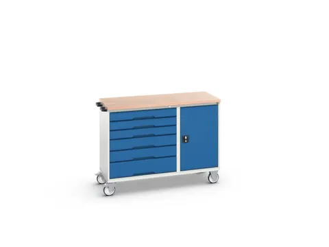 montagetafel 980x1300x600mm multiplexblad 6 laden kast front RAL5010