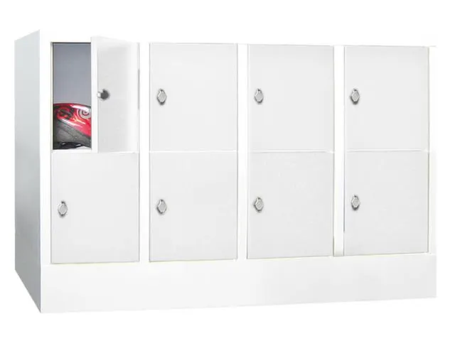 lockerkast,HxBxD 855x1200x500mm,4x2vakken,RAL7035,front RAL7016