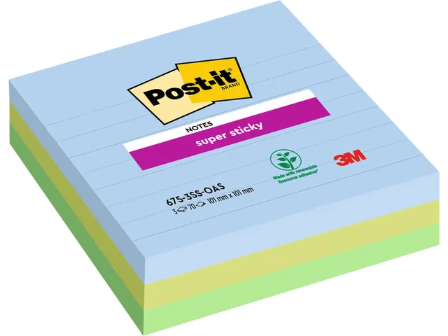 Memoblok 3M Post-it 654 Super Sticky 76X76mm OAS