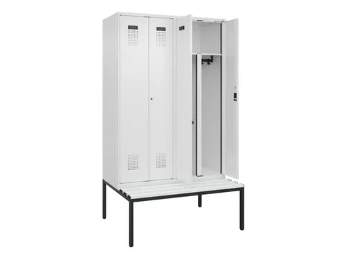 PBM-locker met bank,HxBxD 2120x1200x815mm,4vak,vak B 300mm