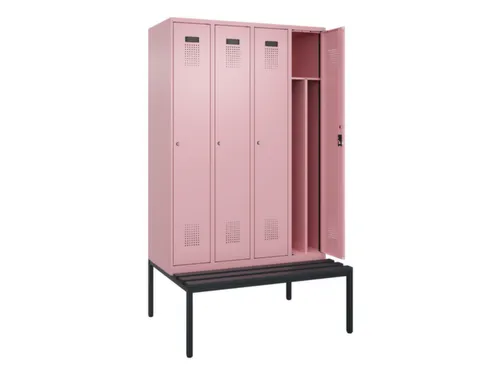 locker met bank,voor scheiding van kleding,HxBxD 2120x1200x815mm,4vak