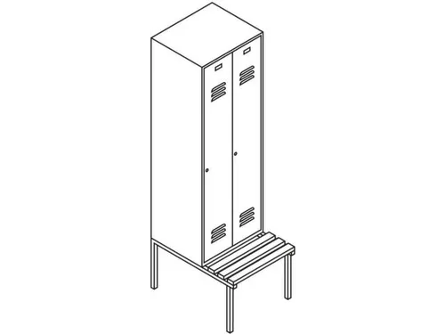locker met bank,HxBxD 2150x800x500mm,2vak,RAL7035,front RAL5012