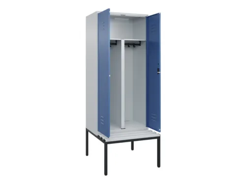 PBM-locker met bank,HxBxD 2120x800x815mm,2vak,vak B 400mm,cil.-slot