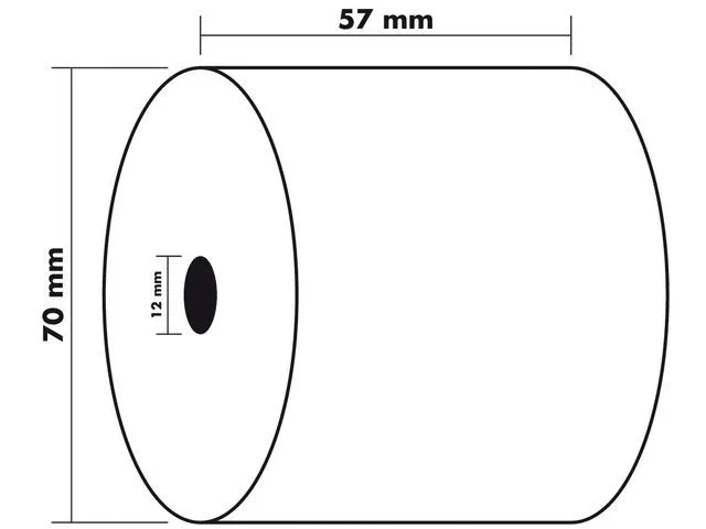 Tel- en kassarol 57mm rol 37m Wit 57x70x12mm