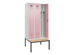 locker met bank,voor scheiding van kleding,HxBxD 2120x900x815mm,3vak