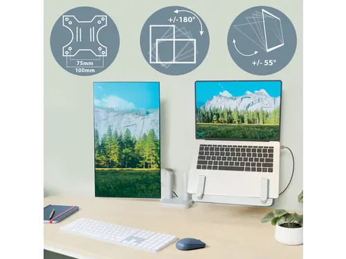 Monitor en laptoparm 2 Schermen Leitz Ergo grijs