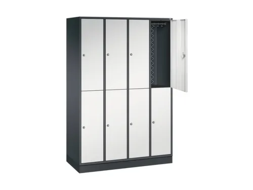 Dubbeldekse garderobekast,RAL 7021/RAL 7035,HxBxD 1950x1220x500mm