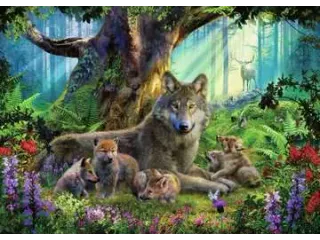 Puzzel Familie Wolf In Het Bos Legpuzzel 1000 Stukjes - 2