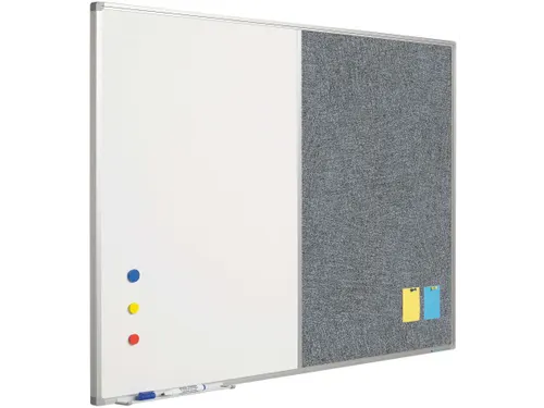 Combibord Wit Donkergrijs 90x120cm Whiteboard / Prikbord