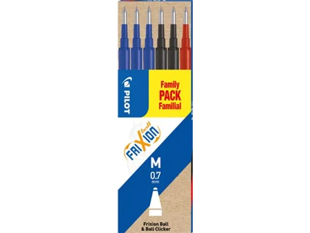 Penvulling Pilot Frixion Ball 0.7mm Medium punt 6 stuks assorti