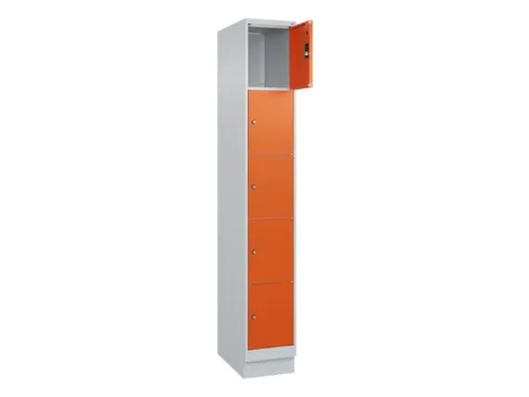 lockerkast,HxBxD 1950x300x500mm,1x5vakken,vak B 300mm,cil.-slot,sokkel