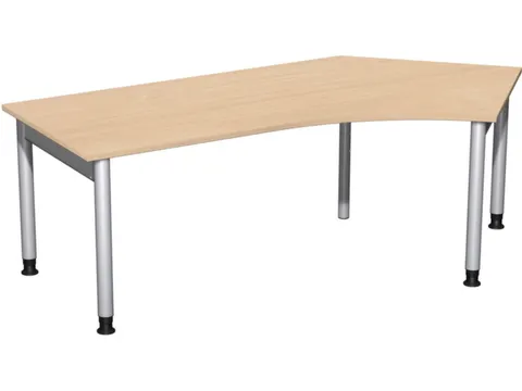 In hoogte verstelbaar hoekbureau 680-800x2166x1130mm beuken zilver