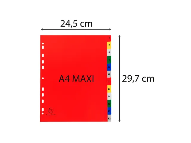 Tabbladen Polypropyleen A4+ 0.12mm 1-12 Bedrukte Tabs 12-Delig